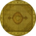 thumbnail image 1 of Ahgly Company Machine Washable Indoor Round Medallion Yellow Traditional Area Rugs, 3' Round, 1 of 4