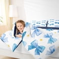 thumbnail image 3 of spefrowx Watercolor Style Blue Bow Twin Comforter Sets for Girls, Gold Star Print Bedding Set, Navy Reversible, 2 Pieces, 1 Comforter and 1 Pillowcase, 3 of 6