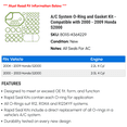 thumbnail image 2 of A/C System O-Ring and Gasket Kit - Compatible with 2000 - 2009 Honda S2000 2001 2002 2003 2004 2005 2006 2007 2008, 2 of 2