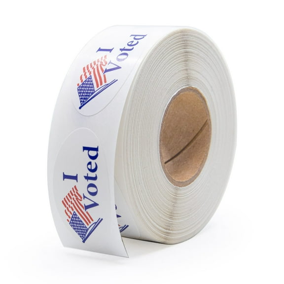 I Voted American Flag Oval Stickers