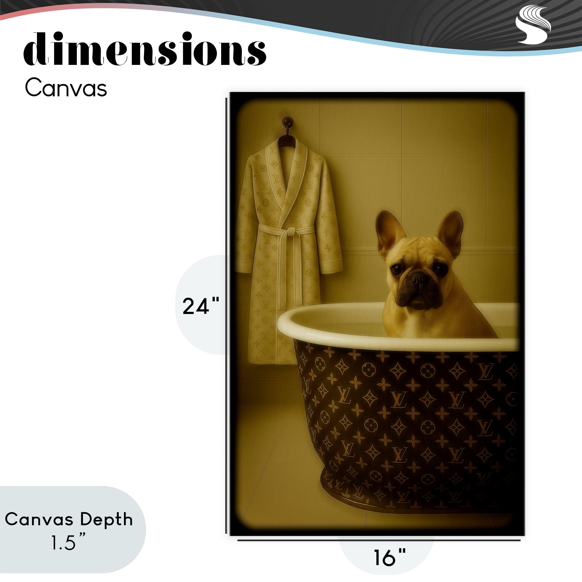 Stupell Industries Couture French Bulldog in Luxury Tub Canvas Wall Art, design by Grotto Studios