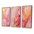 thumbnail image 3 of Designart "Emerging Energies in Pink and Gold III" Abstract Framed Wall Art Set Of 3 - Pink Abstract Frame Canvas Set For Living Room Decor, 3 of 7