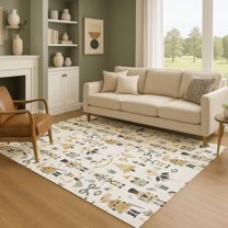 Addison Rugs Mayfield Premium Machine Washable Transitional Holiday Ivory Rectangle Rug, 8' x 10'