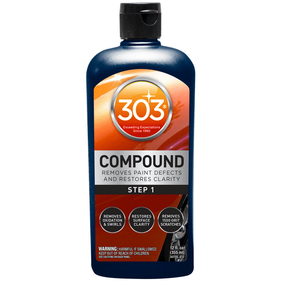 303 Compound - Removes Paint Defects and Restores Clarity - Removes Oxidation And Swirls - Restores Surface Clarity - Removes 1500 Grit Scratches (Step 1), 12 fl. oz. (30705)