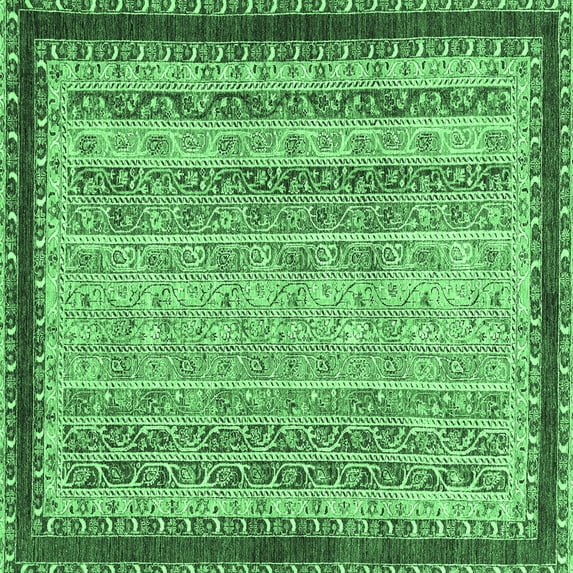 Ahgly Company Indoor Square Oriental Emerald Green Modern Area Rugs, 8' Square