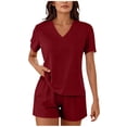 thumbnail image 6 of Jalioing Women's Short Sleeve Pajama Set 2 Piece Striped T Shirt with Shorts Sleepwear Set Plus Size Summer Nightwear, 6 of 7