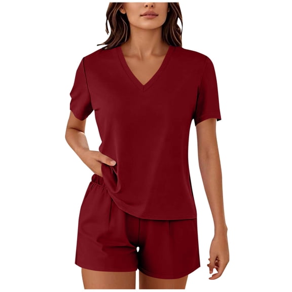 JYnXIANTI Womens Workout Sets 2 Piece Outfits V Neck Tops with Shorts Sets Athletic Sweatsuit Comfy Summer Activewear