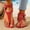 Red, variant on Women's Toe Post Thong Sandals Open Toe Ankle Strap Dressy Flat Sandals Gold 5.5(36)