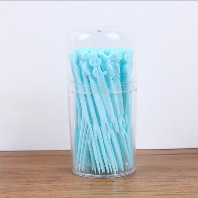 Xihbxyly Artículos 50 Piezas Tenedor de fruta Tenedor de plástico Desechable Tenedor de dos dientes Tenedor de postre Tenedor de pastel