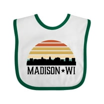 Inktastic Madison Wisconsin Skyline Retro Sunset Boys or Girls Baby Bib