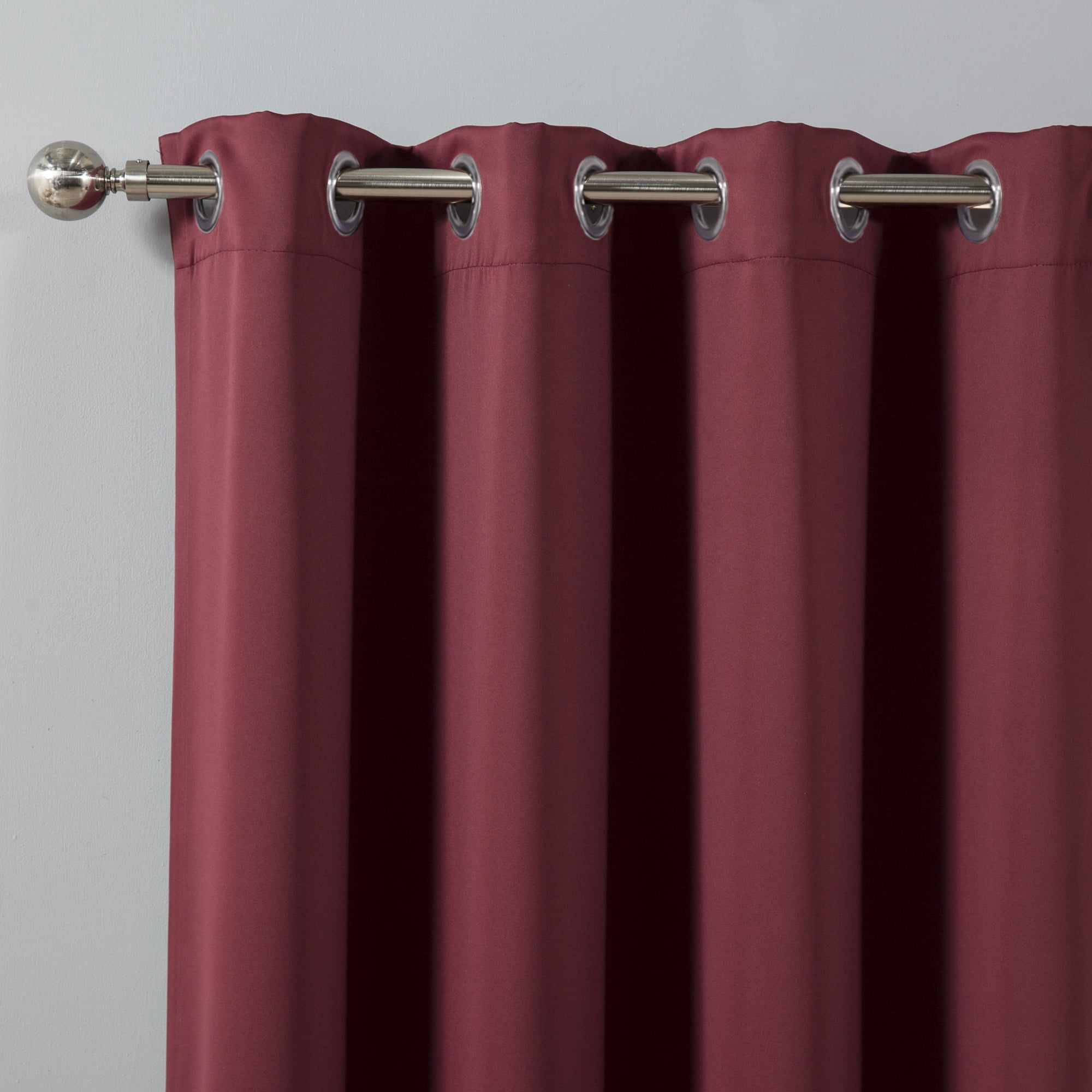 Quality Home Thermal Insulated Blackout Curtains - Stainless Steel Nickel Grommet Top - Burgundy - 52"W x 84"L - (Set of 2 Panels)
