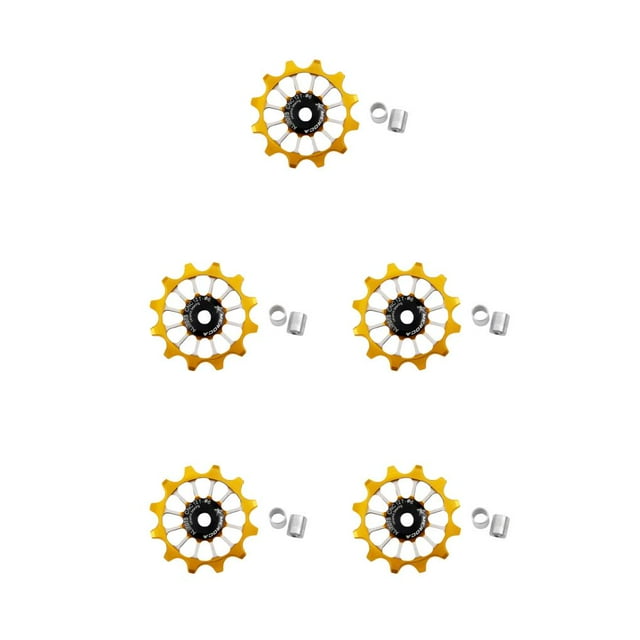 mmirethe Dérailleur Arrière Installation Pratique Pièce de Cyclisme Poulie Roulement Dérailleurs Réduction de Friction pour Jockey Roue Or 12T 5Ensemble