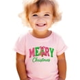 thumbnail image 4 of Ink Printed Image NOT a Yarn Patch - Trendy Faux Yarn Merry Christmas Graphic Shirt Pink Shirt 2T, 4 of 7