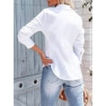 thumbnail image 2 of Women's Long Sleeve Fitted Shirt Button Front Collared Casual Commuter Blouse, 2 of 6