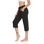 DIBAOLONG Womens Yoga Pants Capri Wide Leg Comfy Drawstring Loose Lounge Workout Pants with Pockets