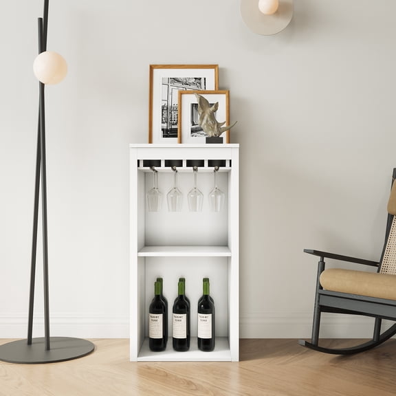 Jopath Bar Cabinet,White Color Modular Wine Bar Cabinet With Storage Shelves With Hutch Storage Shelves For Dining Room Home Bar