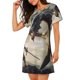 thumbnail image 2 of Fotbe Swordsman Cool Dragon Bata de Dormir para Mujer con Estampado, Camisón de Algodón de Manga Corta, Ropa de Dormir Casual, 2 of 6