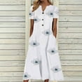thumbnail image 2 of FAVIPT Spring Dresses for Women Women's Short Sleeve Boho Floral Print Maxi Dress Summer V Neck Casual Loose Dress with Pockets 2025 Blue,S, 2 of 5
