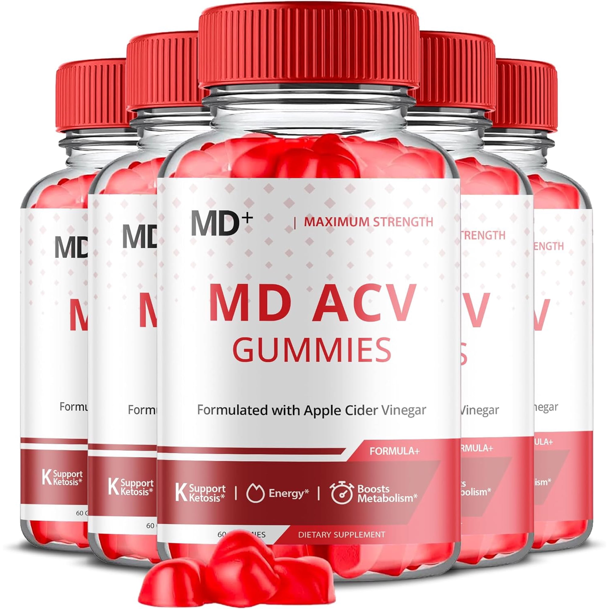 (5 Pack) MD+ Keto ACV Gummies - Apple Cider Vinegar Supplement for Weight Loss - Energy & Focus Boosting Dietary Supplements for Weight Management & Metabolism - Fat Burn - 300 Gummies