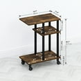 thumbnail image 2 of Furinno Tomi C-Shape End Table, Side Table with Wheels, for Couch & Sofa, Amber Pine/Black, 2 of 5