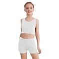 thumbnail image 4 of vastwit Kids Girls Shiny Rhinestones Dance Outfit Crop Top With Shorts Set for Gymnastics Jazz Hip Hop White 8, 4 of 6