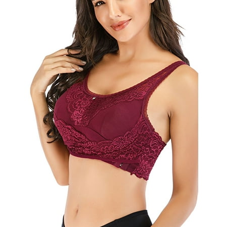 

FUTATA 1/3 Pack Sports Bras For Women Comfort Everyday Sleep Bra Padded Full Coverage Bras Seamless Wireless Workout Running Gym Yoga Bras-Lace Front Cross Side Buckle
