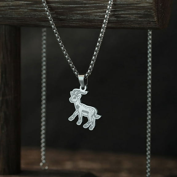 Goat Pendant Necklace for Women Lovely Animal Stainless Steel Jewelry Men Necklace