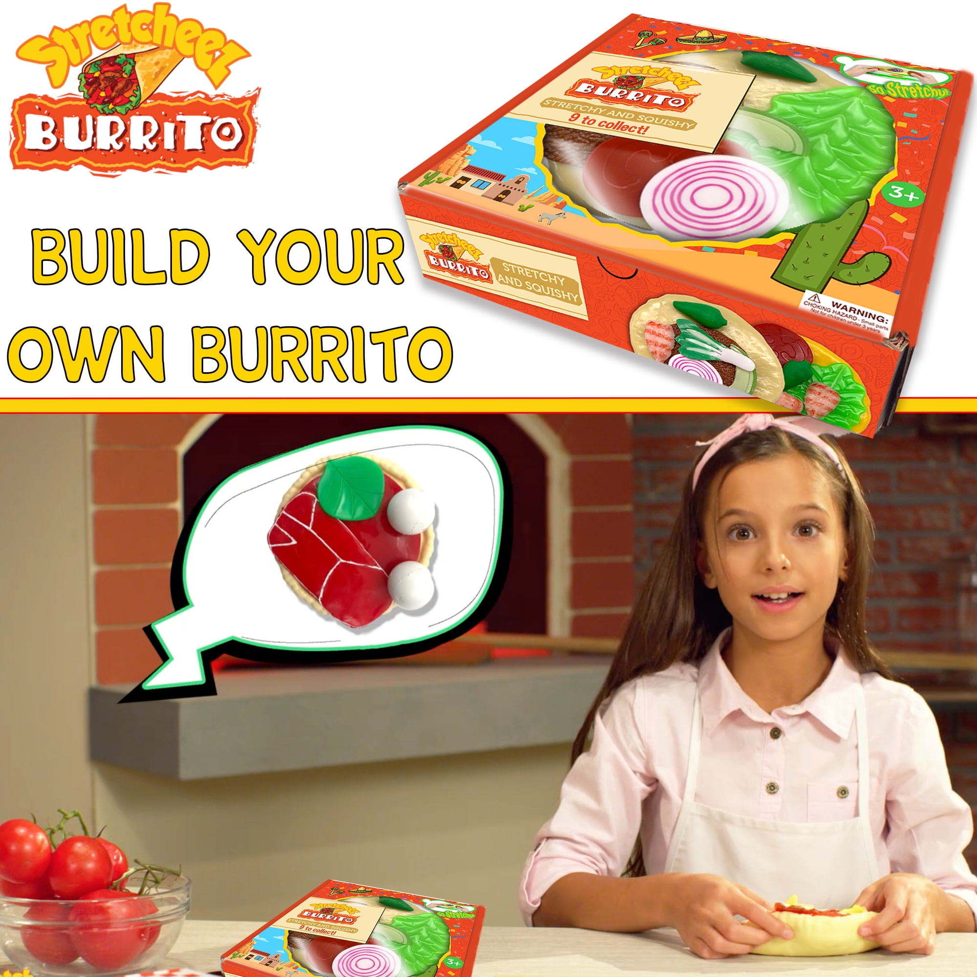 Stretcheez: Burrito - Surprise Assorted Styles & Toppings, Assemble Stretchy & Squishy Toy Food, Mix & Match Ingredients, Kitchen Roleplay, Kids 3+