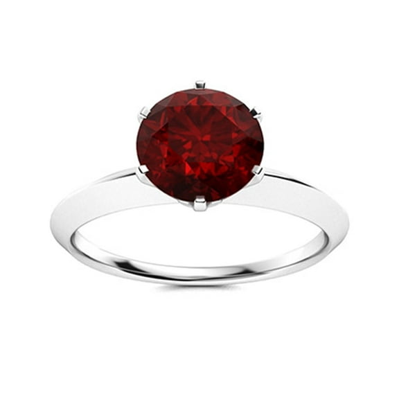 Multi Prong 6 MM Round Garnet 925 Sterling Silver Solitaire Women Valentines Day Gifts Ring