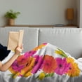 thumbnail image 3 of Letter M Soft Flannel Fleece Blanket, Pink and Orange Gerbera Flowers and Tulips in Full Blossom Fresh Spring, Cozy Plush for Indoor and Outdoor Use, 50" x 60", Hot Pink Orange Green, by Ambesonne, 3 of 5