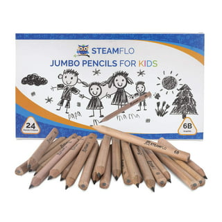 PABLUE Fat, Thick, Strong Triangular Presharpened 2B Pencils, Jumbo Wood Pencils with Eraser for Beginners, Writing, Drawing, Kids, Art, Sketching