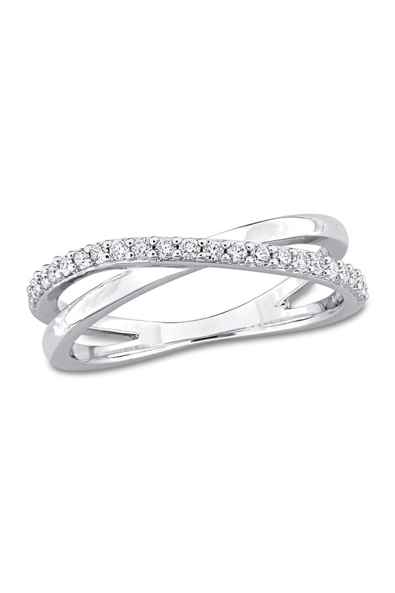 1/4 Carat (Ctw) Lab-Created Moissanite Criss Cross Ring in Sterling Silver for Women
