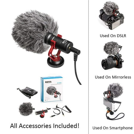 Boya BY-MM1 BY Shotgun Video Microphone Universal Compact On-Camera Mini Recording Mic Directional Condenser for IPhone Android Smartphone Mac Tablet DSLR Camcorder,