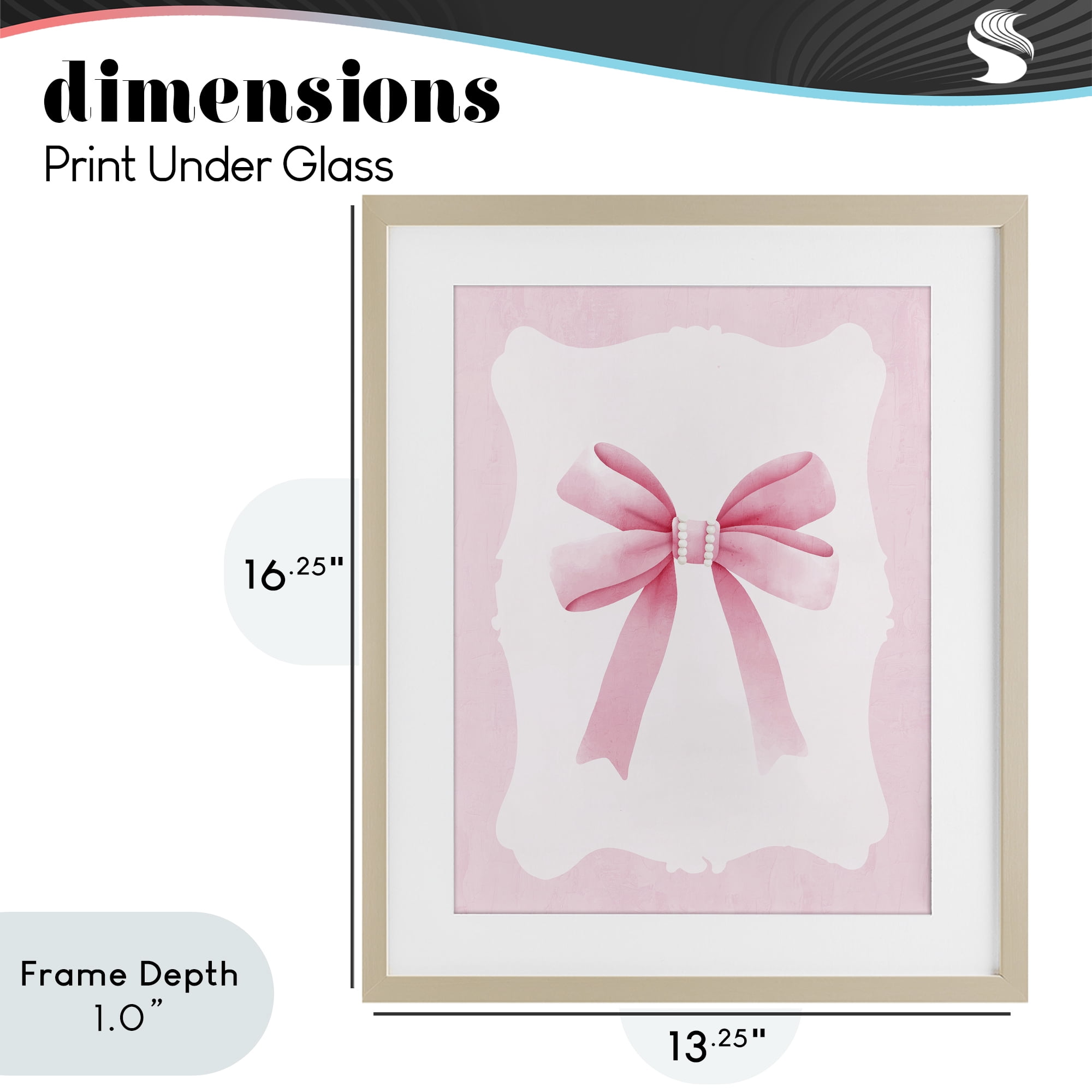 Stupell Industries Feminine Bow with Pearls Birch Framed Print Under Glass, design by Kim Allen