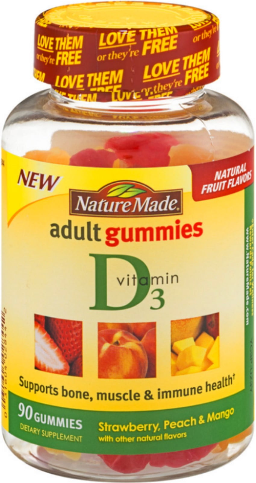 Nature Made Vitamin D3 Adult Gummies, Strawberry, Peach & Mango ...