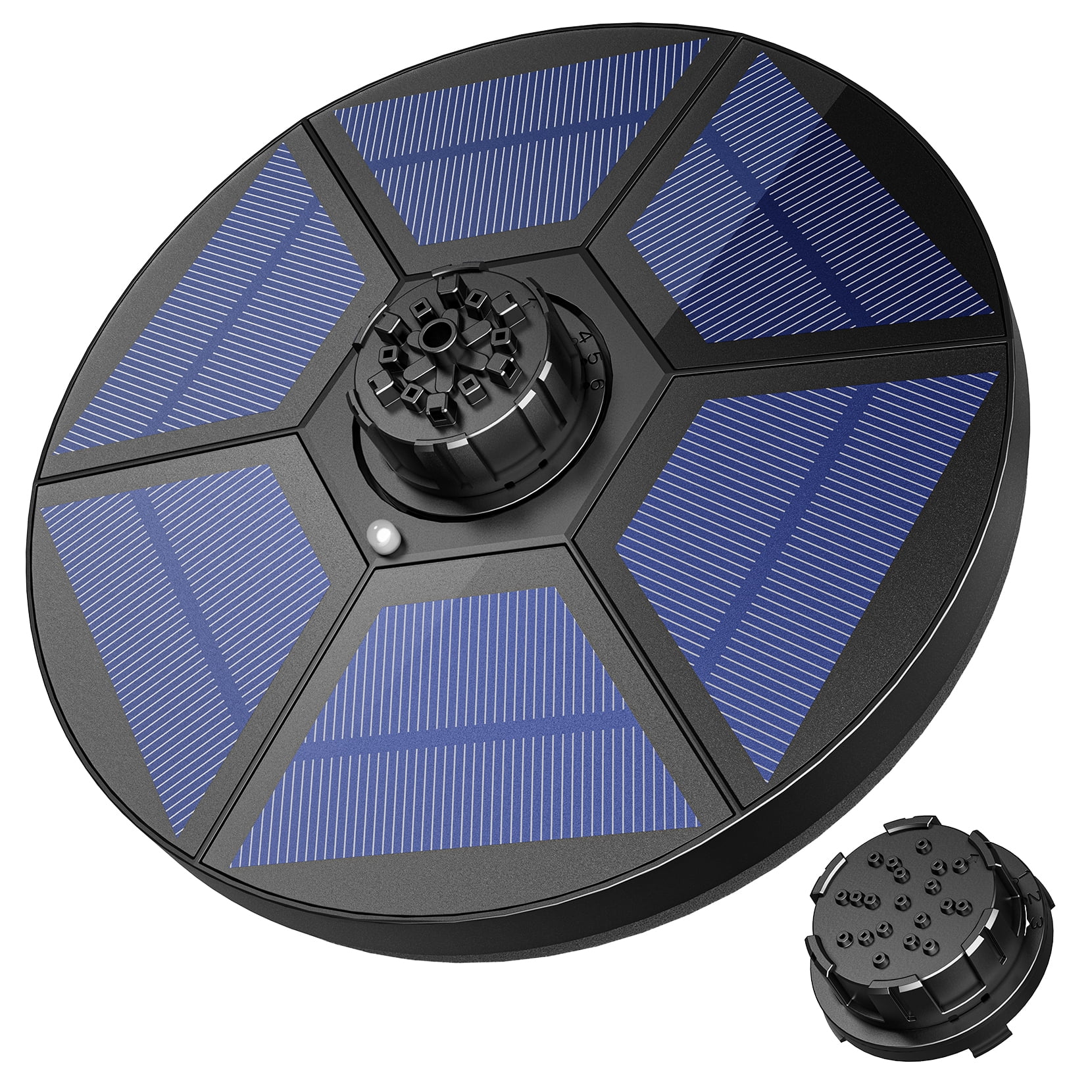 OMORC Solar Power Fountain, Solar Water Pump with LED Lights with 1200mAh Battery, 4-in-1 Nozzles, 7 Water Style, Solar BirdBath Fountain for Bird Bath, Pond, Pool, Fish Tank, Aquarium and Garden