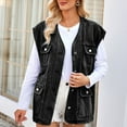 thumbnail image 2 of APEXFWDT Women's Sleeveless Denim Vest V Neck Button Down Jean Waistcoat Jacket Oversized Jean Denim Jacket Vest Top with Pockets, 2 of 6