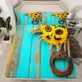 thumbnail image 2 of Castle Fairy Floral Flowers Sunflowers 4 Pieces Queen Sheet Sets for Female Men Adults,Vintage Aesthetic Ultra Soft Flat Sheet,Rustic Lodge Cabin Queen Fitted Sheet,Breathable Home Decor, 2 of 7