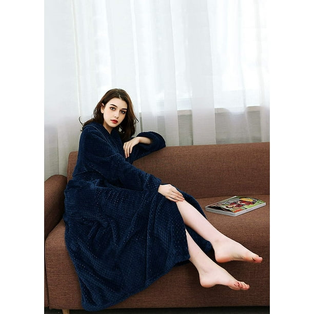 Robe longue pour femme en molleton doux moelleux en peluche