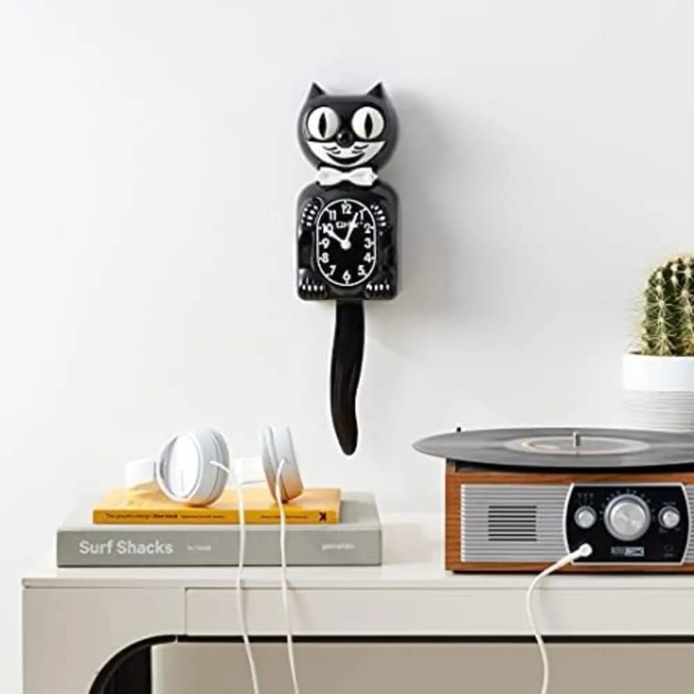 Kit-Cat Klock Gentlemen The Original (Classic Black) - Iconic Retro Cat Clock with Moving Eyes and Tail, Battery Operated Wall Clock, Perfect for Home Decor, Mid Century Modern Clock