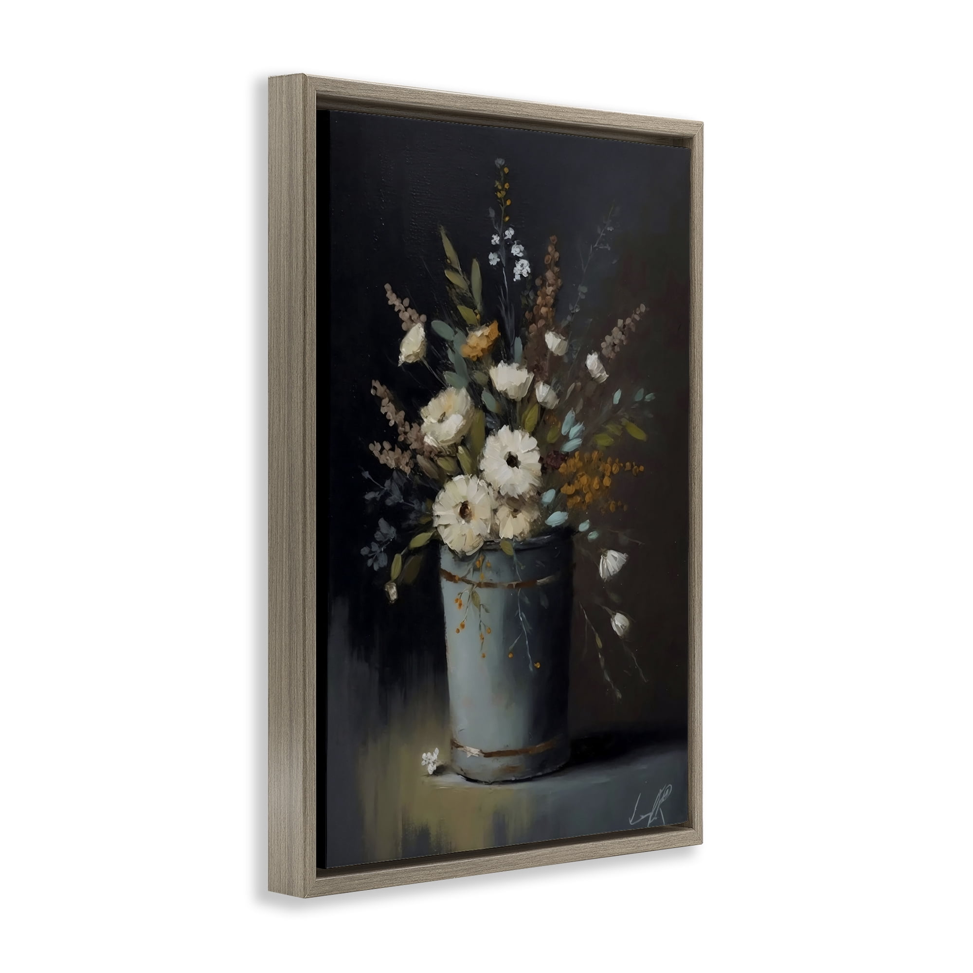 Stupell Industries Rustic Floral Bouquet Bucket Brown Framed Floater Canvas Wall Art, design by Creative Studio