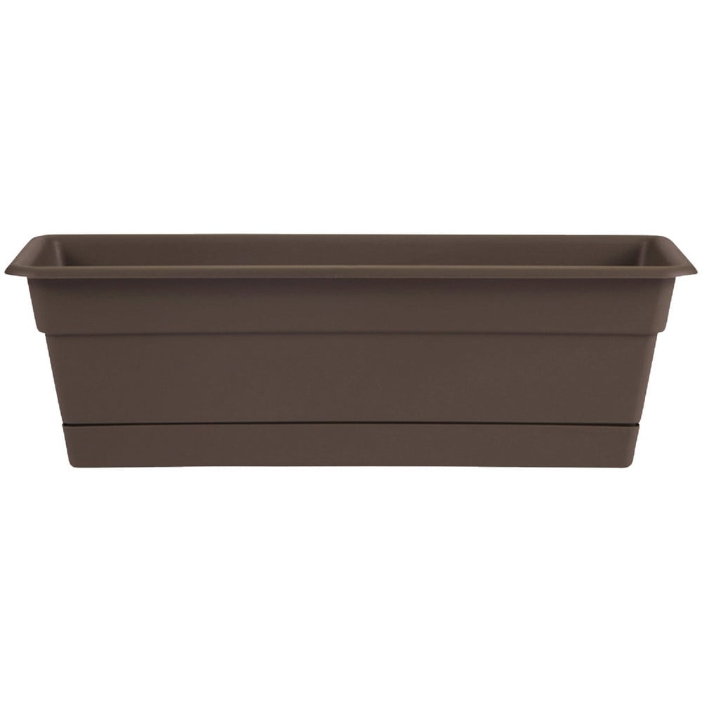 Terracotta Rectangular 24" Window Box with Drainage Holes & Saucer