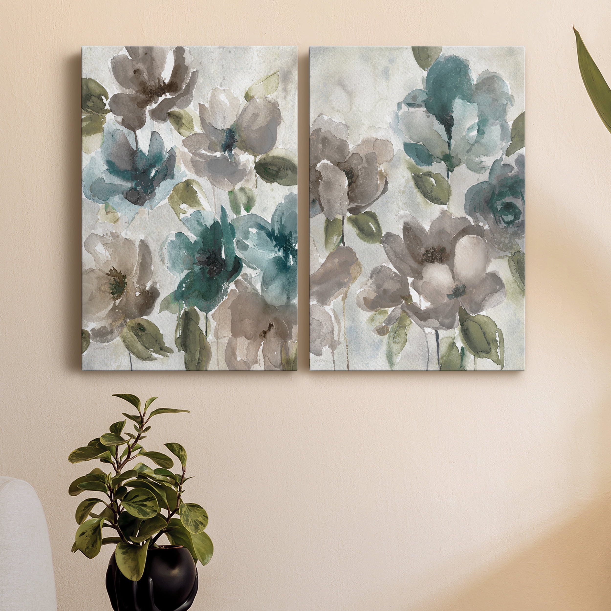 Topaz Garden I Premium Gallery Wrapped Canvas - Ready to Hang - Set of 2 - 40 x 60 Each