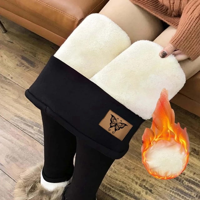 Mallas con forro para mujer, pantalones ajustados elásticos suaves, pantalones ajustados elásticos, pantalones cálidos informales cómodos para SG Baoblaze Pantalones con forro polar para mujer