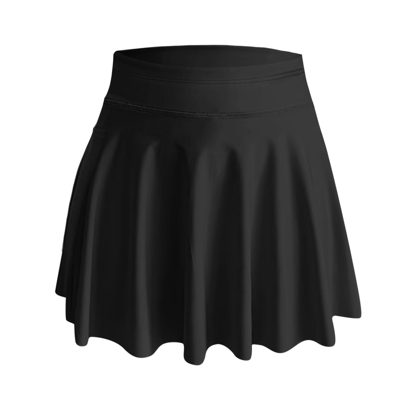 Swim Skirts 2 In 1 Skirts Women High Waisted Swim Skirt Long Skirted Swimsuit Bottom Athletic Bathing Suit Skirt With Panty Swimwear Bottoms Black 2XL