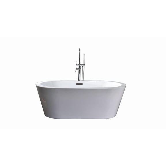 Lexora Home Lure 59" Free Standing Acrylic Bathtub in Glossy White