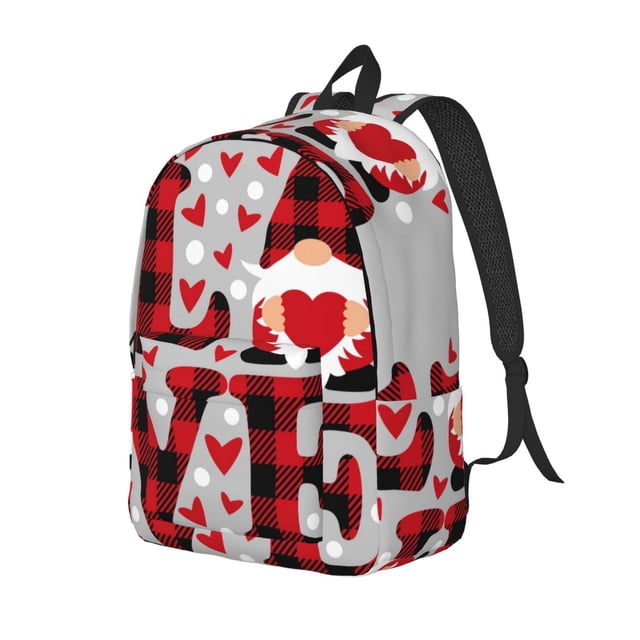 Easygdp Buffalo Plaid Love And Gnome Mochila de Lona Resistente para Laptop, Compatible con Laptops de 15 a 17 pulgadas, Ideal para Escuela, Trabajo y Viajes-Medium