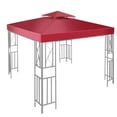 thumbnail image 3 of pitrice Auvent de Parasol à 2 Couches de Remplacement pour Pavillon de Terrasse, Toile Imperméable d'Ombrage Extérieur, Rouge Vin, 3 of 7