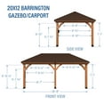 thumbnail image 3 of Backyard Discovery Barrington 20' x 12' Cedar Wood Gazebo, Galvanized Steel Roof, PowerPort, 3 of 14