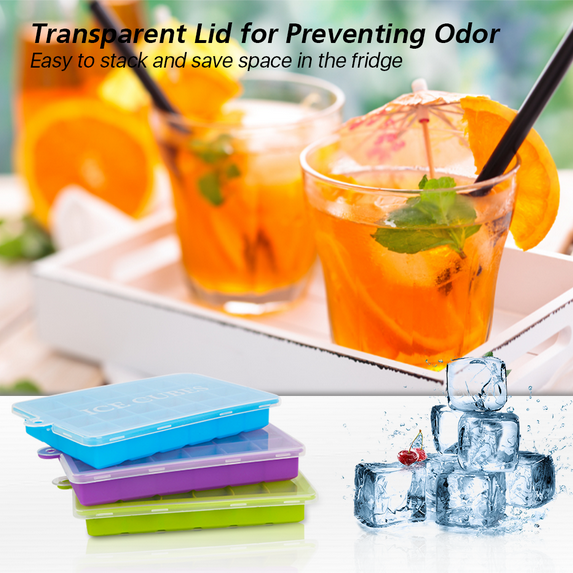 Silicone Ice Cube Trays with Lids for Freezer 3 Pack Mini 24 Cubes per Tray for Cocktail Whiskey Chocolate